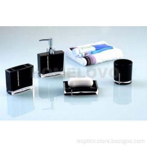 Recyclable Pure Black Or White 4pcs Plastic bathroom collec